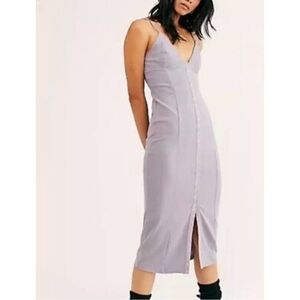 Free People Lavender Button-Front Midi Dress